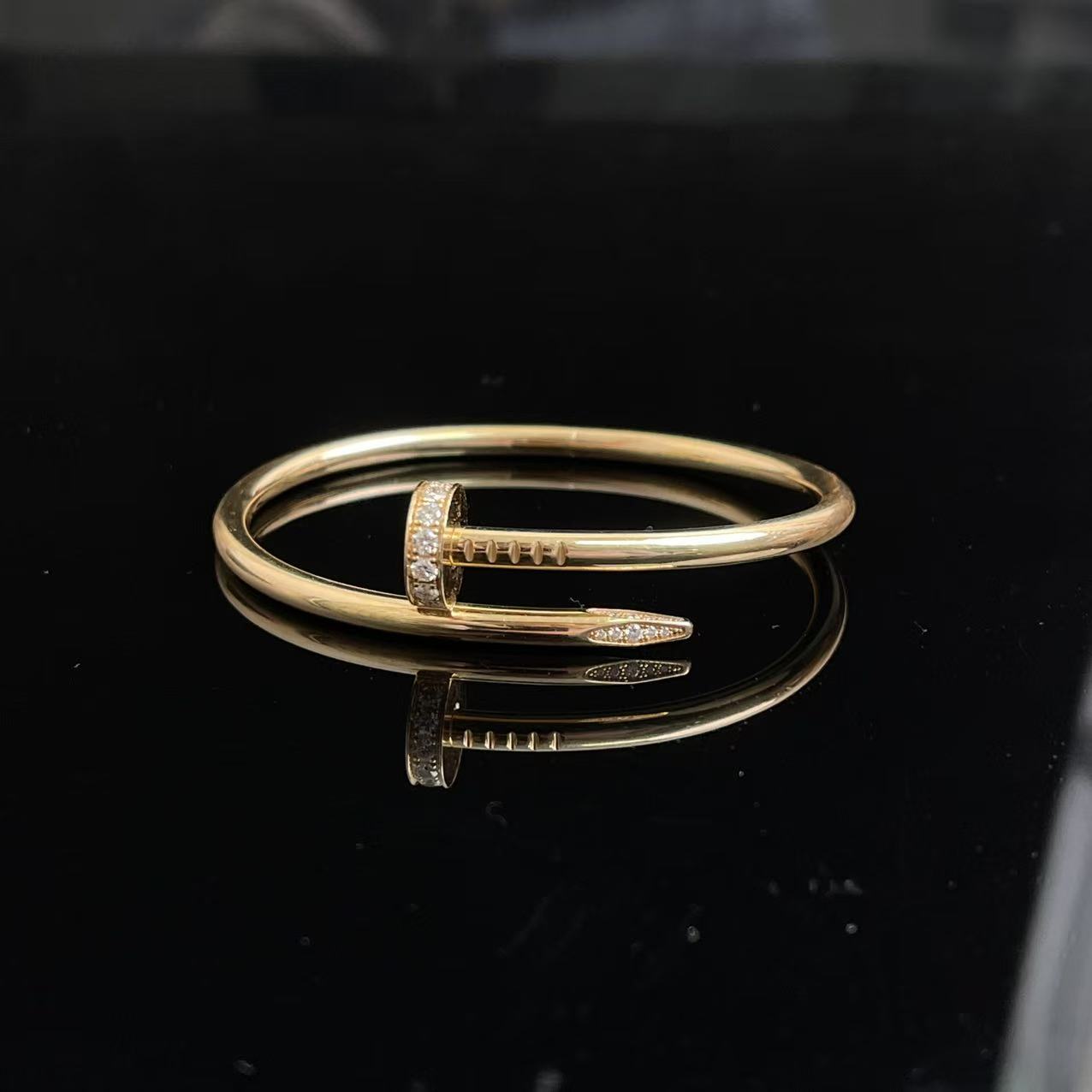 95新 Cartier/卡地亚 玫瑰金头尾镶钻JUSTE UN CLOU钉子手镯