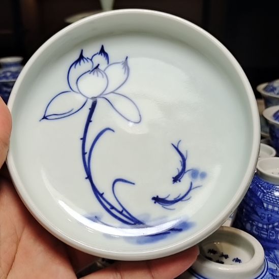 青花壶承，果盘，，，，