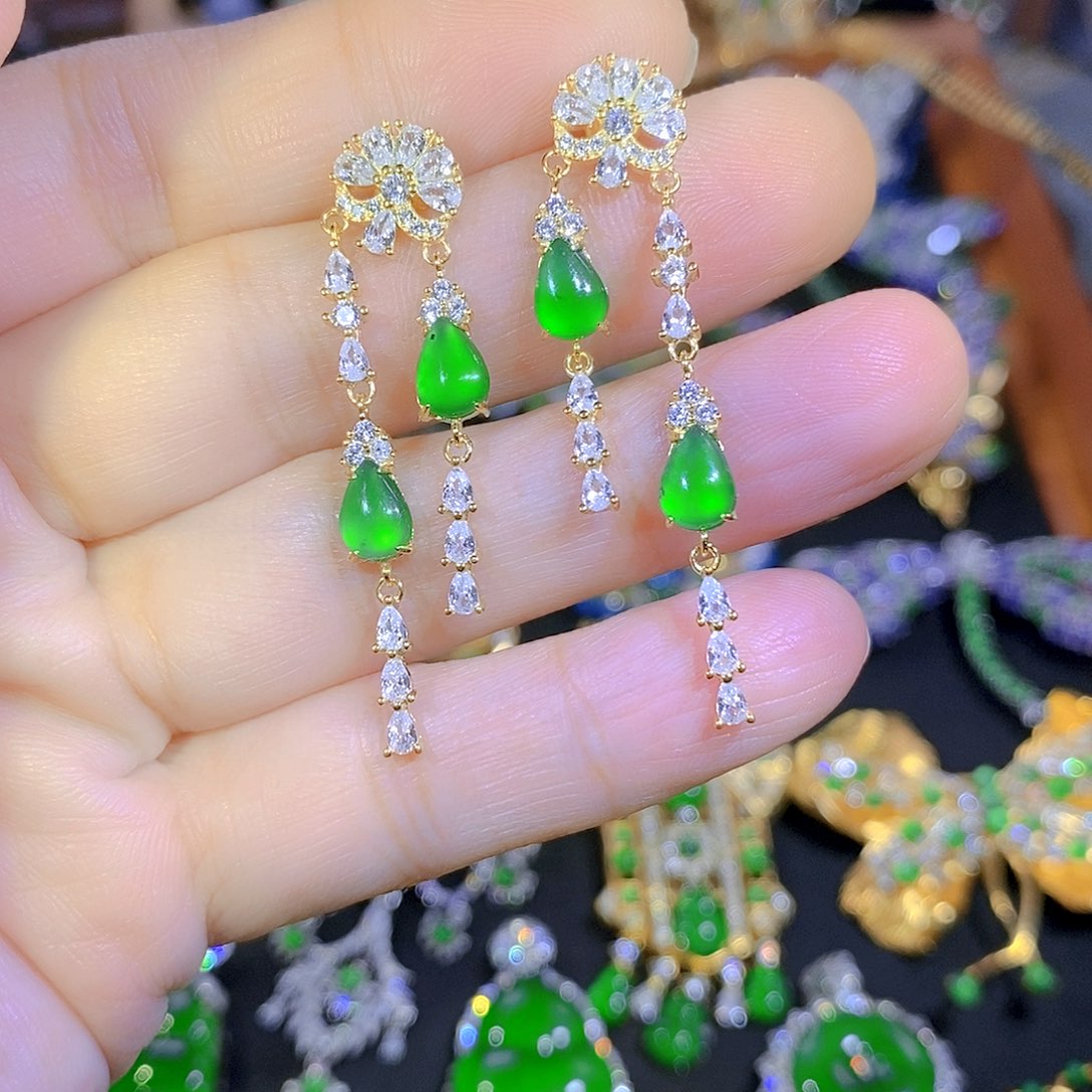 吊坠(不含链)银S925镶嵌翡翠