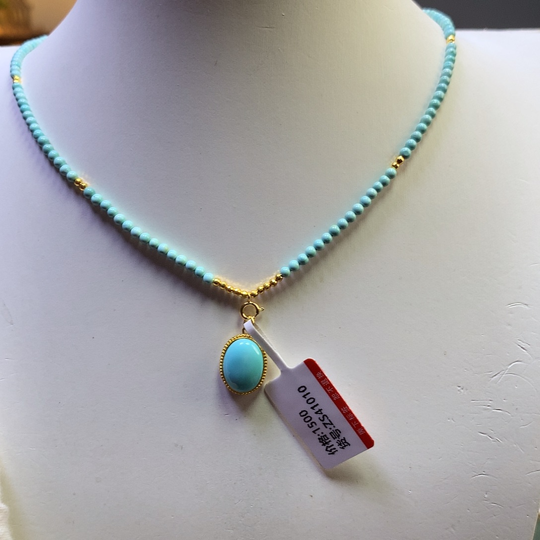 绿松石项链18K金镶嵌