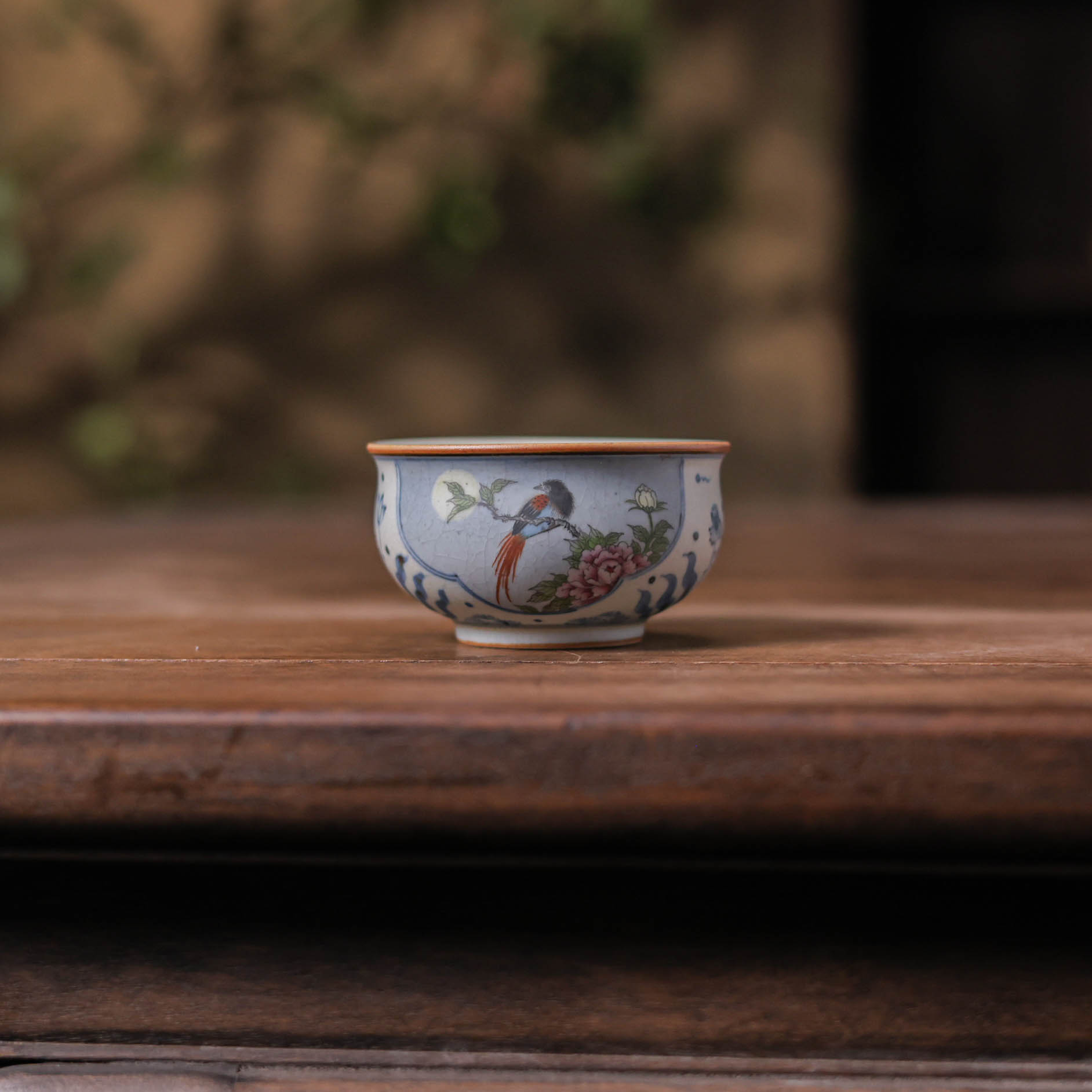 【朴云堂】鱼藻开窗圆月夜景-朴云堂-花鸟杯（朴杯0535）