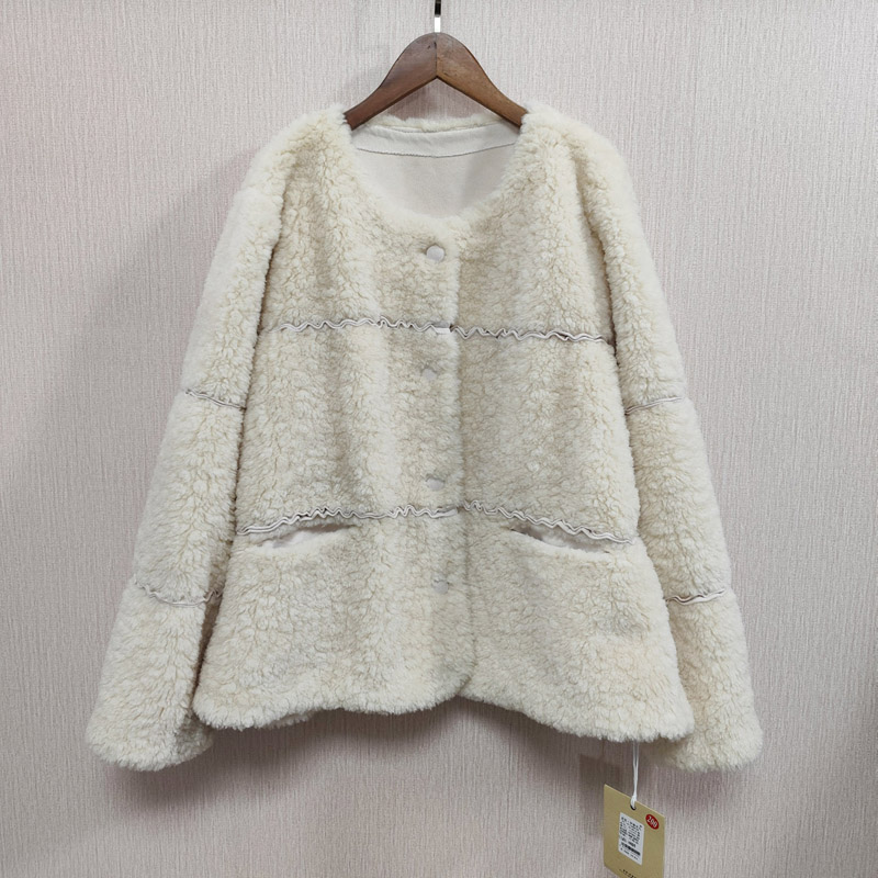 冬季大码女装胖mm宽松圆领毛毛外套保暖女潮200斤