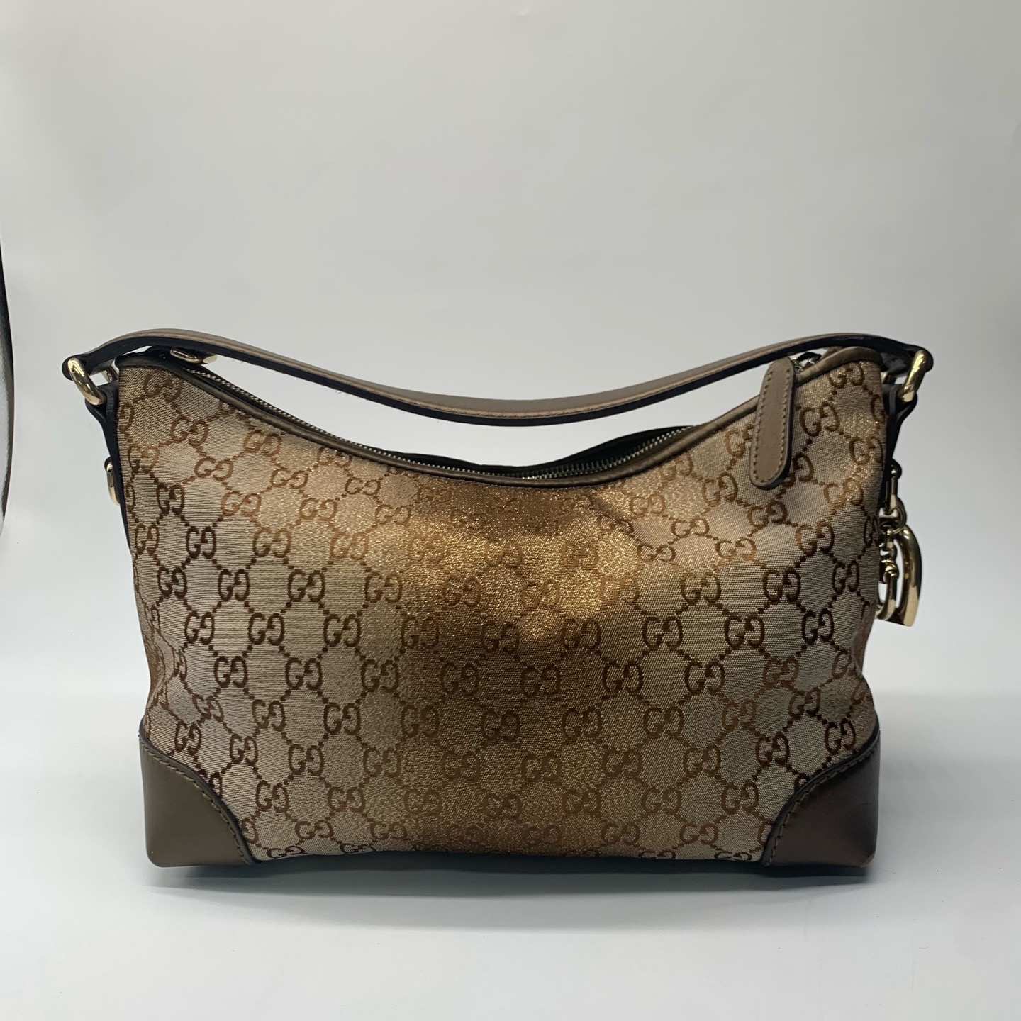 99新 GUCCI/古驰 单肩包 老花饺子包金色dx4638