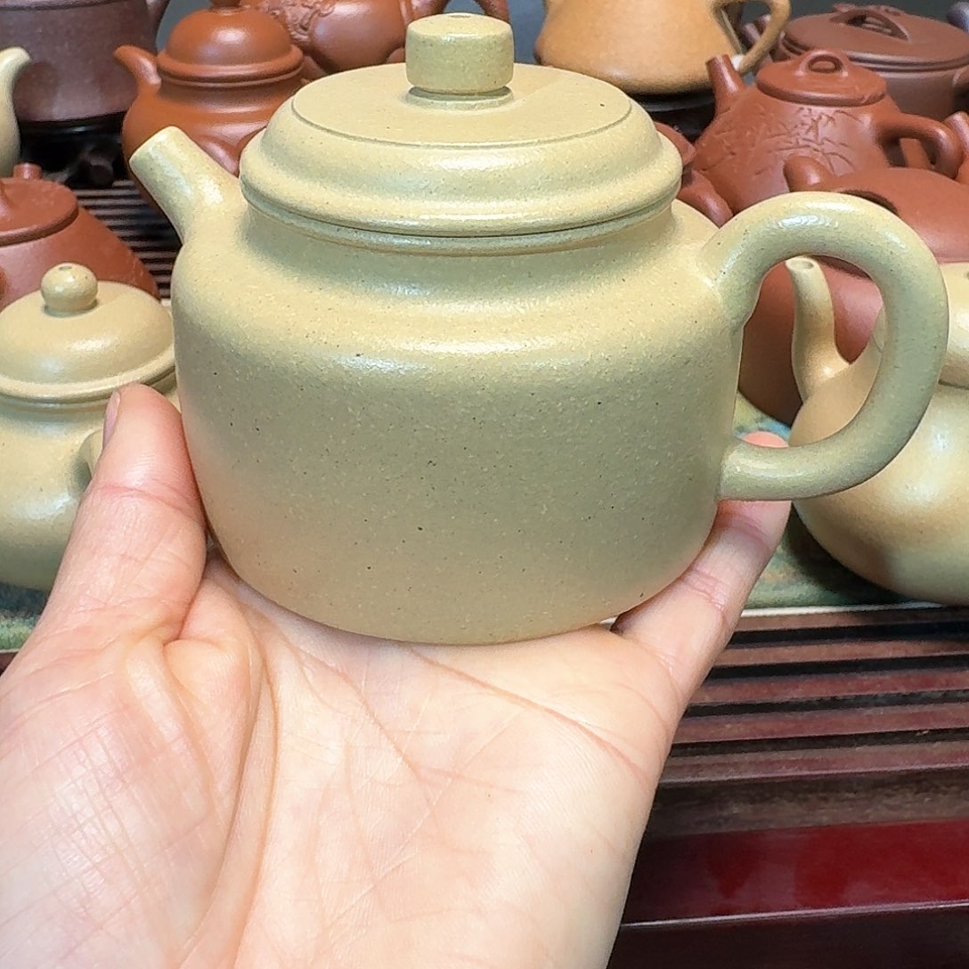 紫砂茶壶本山绿泥半手工微暇