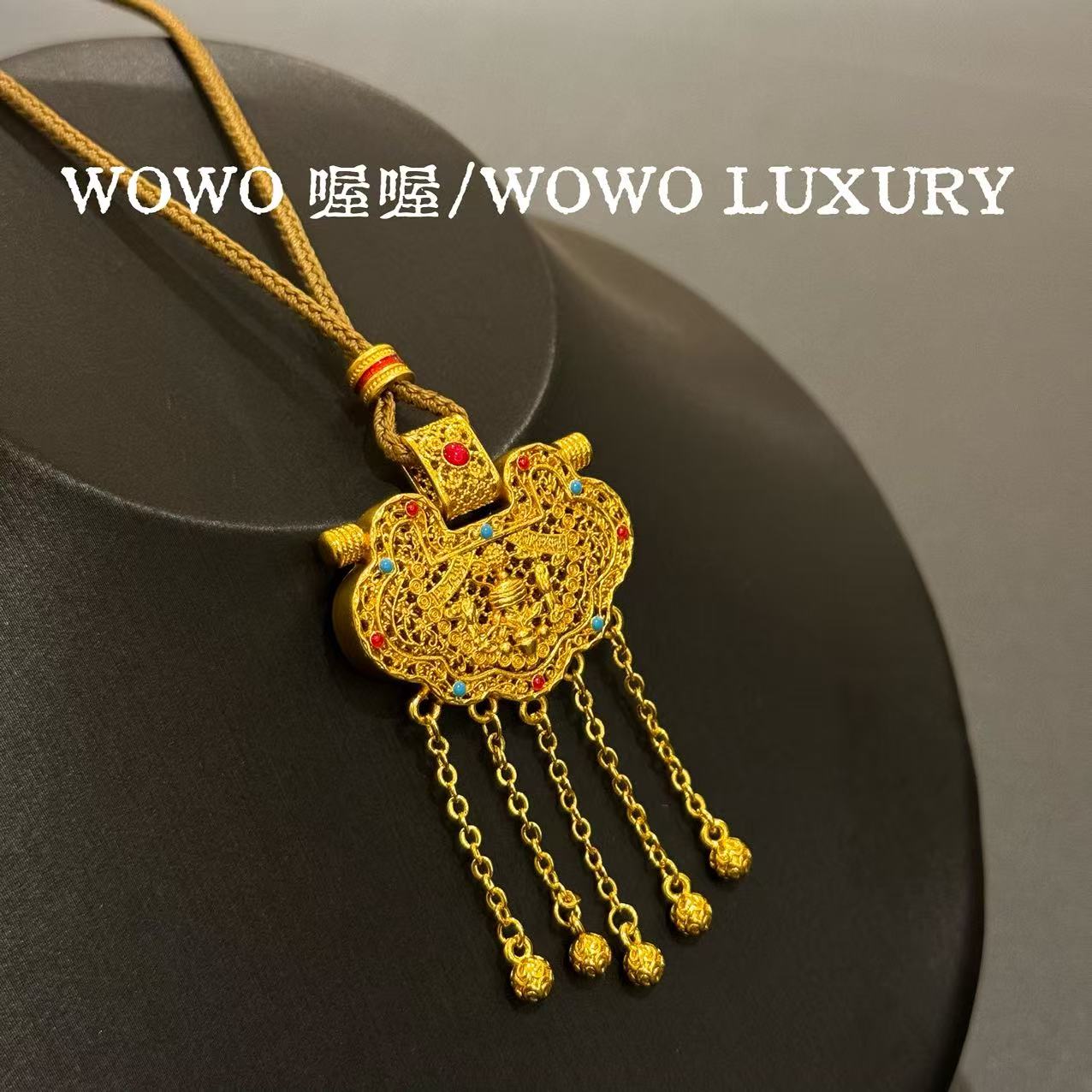 铜合金项链 【雅涛专属】W0W0 珐琅天子门生平安锁”镀金项链N2556