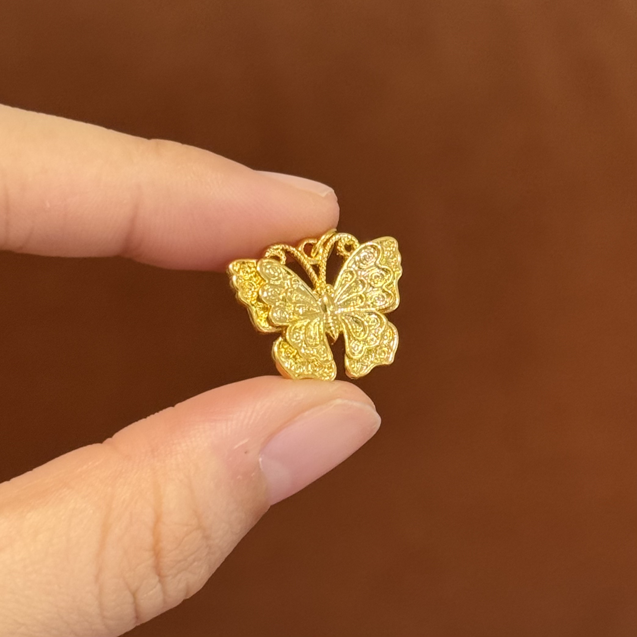 贝贝黄金 足金999 立体花丝蝴蝶 素金 圆环 5D工艺 91103