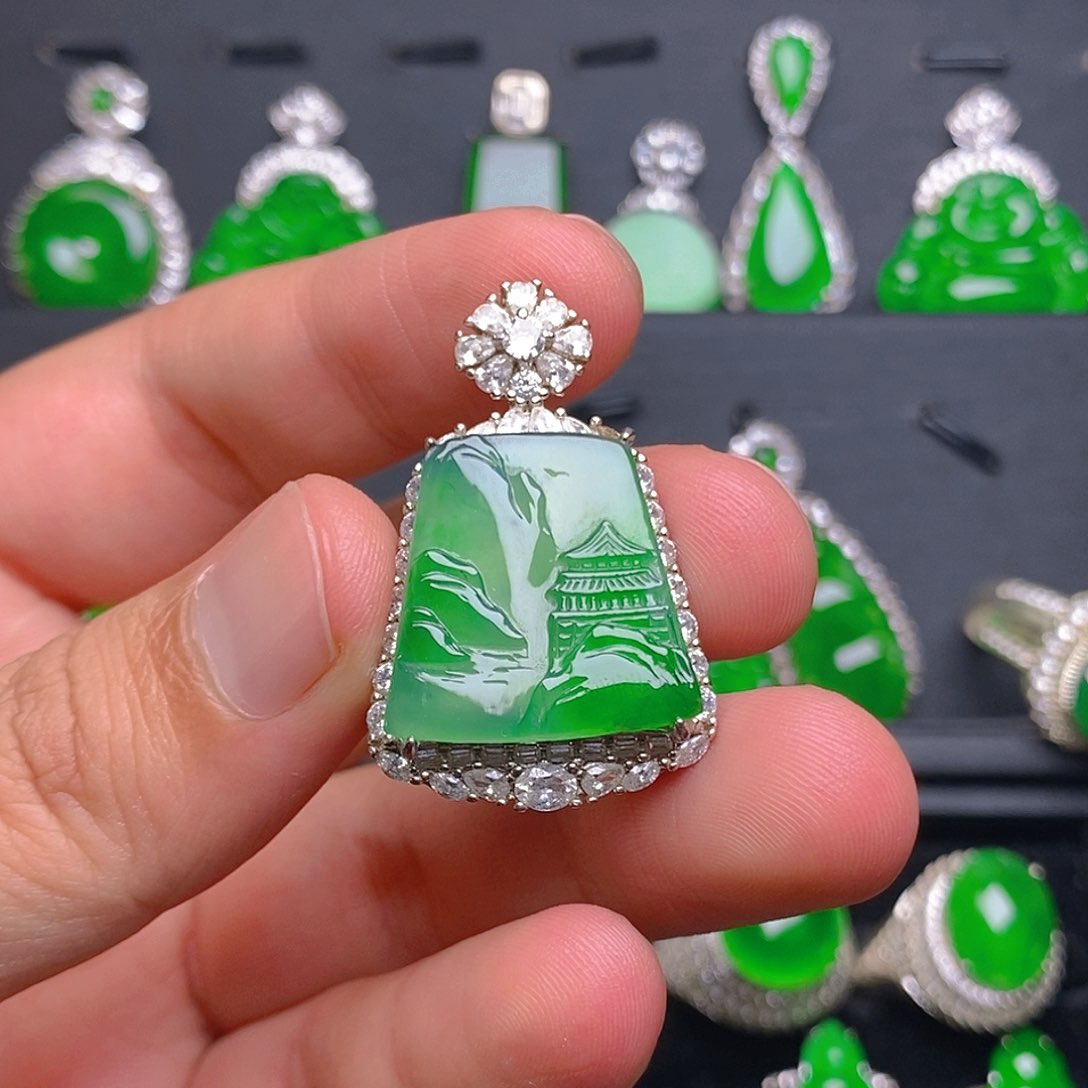 颈饰银S925镶嵌翡翠吊坠