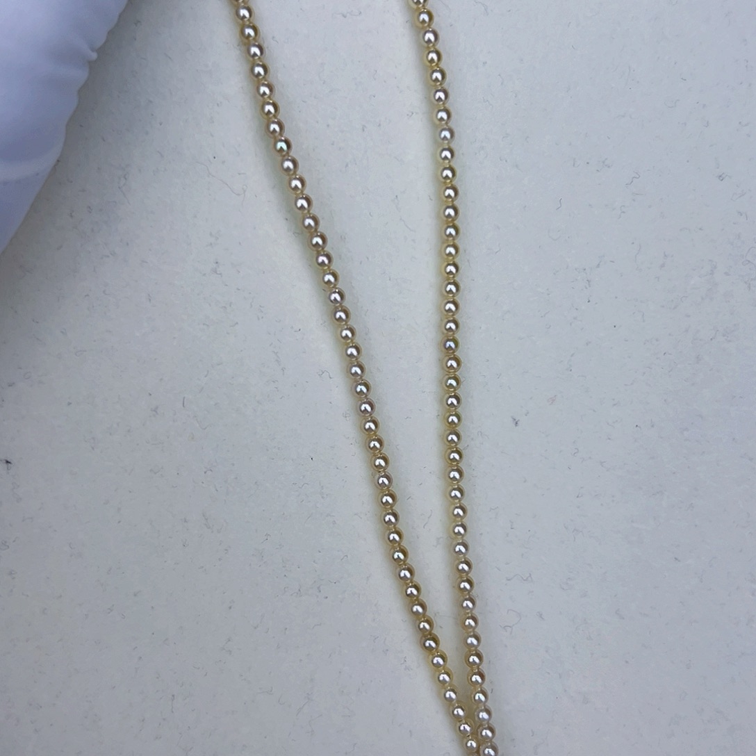 海水珍珠海水akoya羽皇金满珠链3-4mm未镶嵌