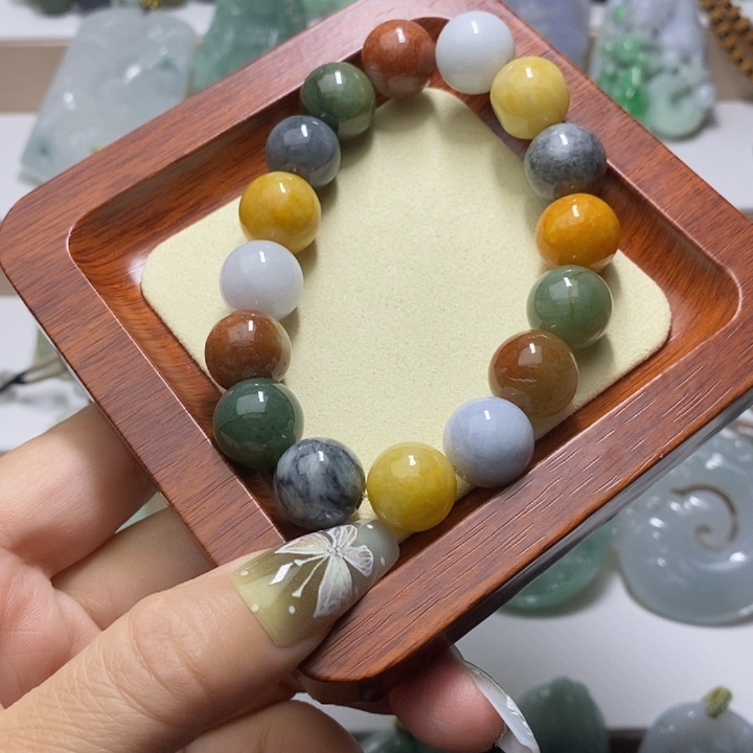 翡翠未镶嵌颈饰腾冲老料多宝手串