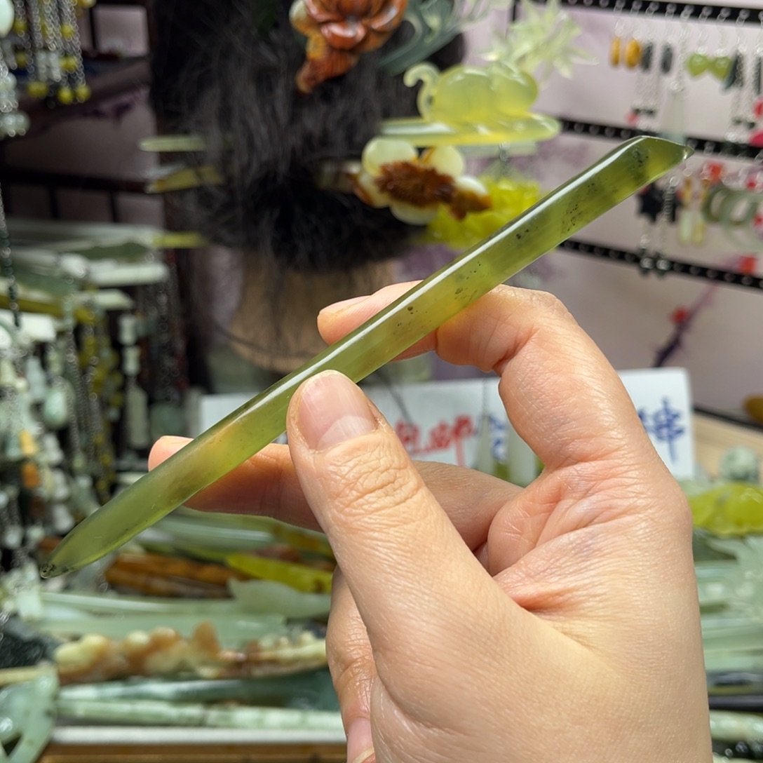 岫玉未镶嵌发饰长度15.5厘米左右