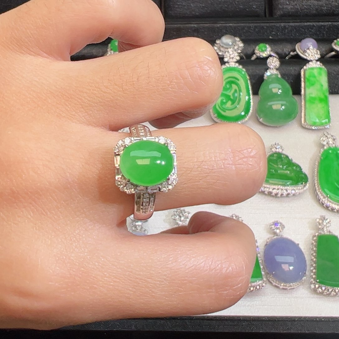 翡翠吊坠(不含链)18K金镶嵌戒指