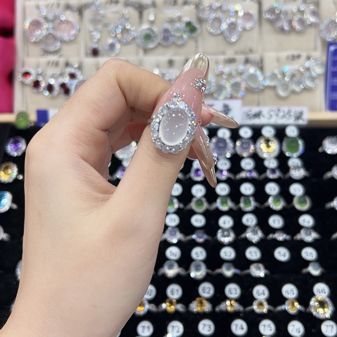 有****蛇纹石玉银S925镶嵌戒指