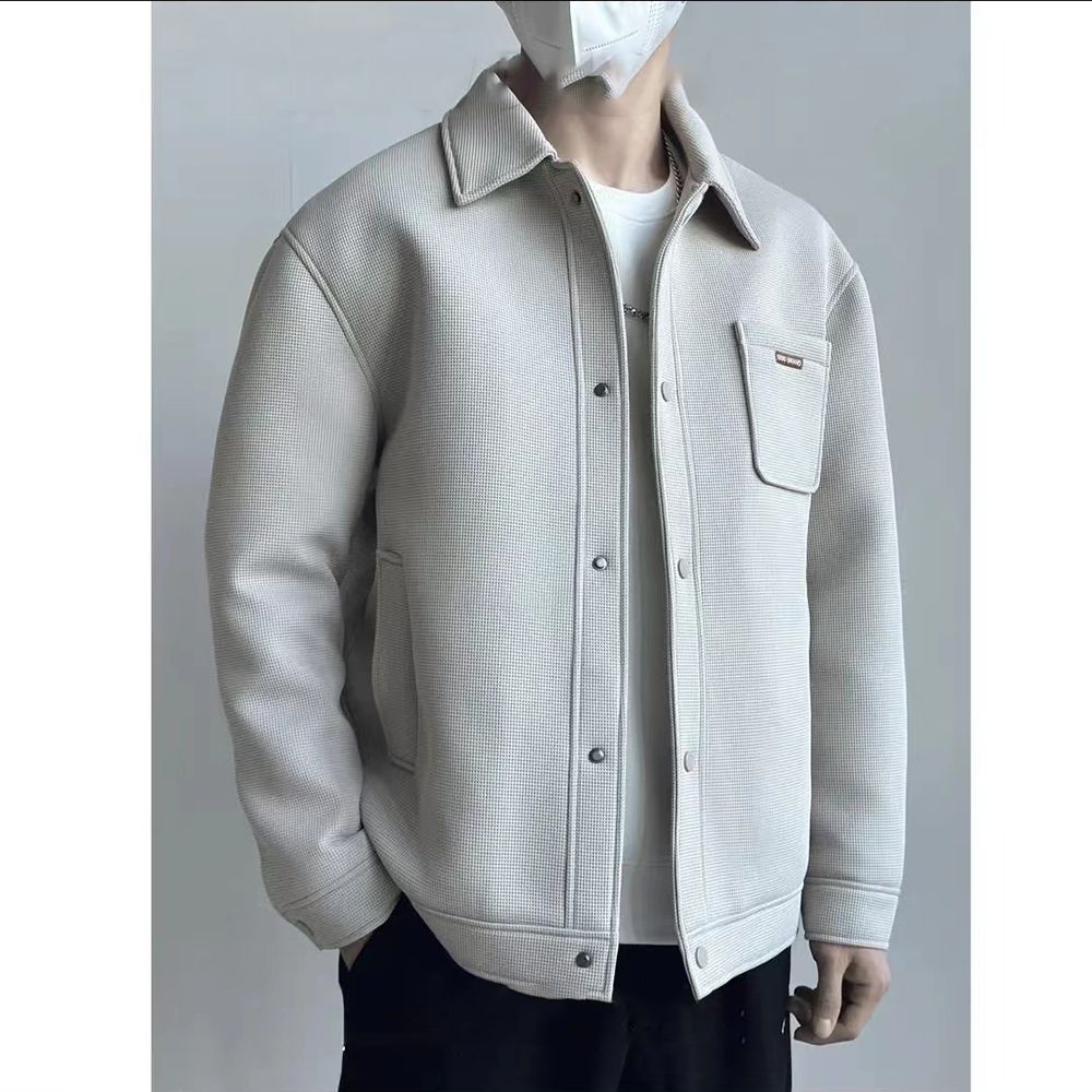 X24725【爆款】男士极寒华夫格工装风翻领羽绒服高级感夹克外套