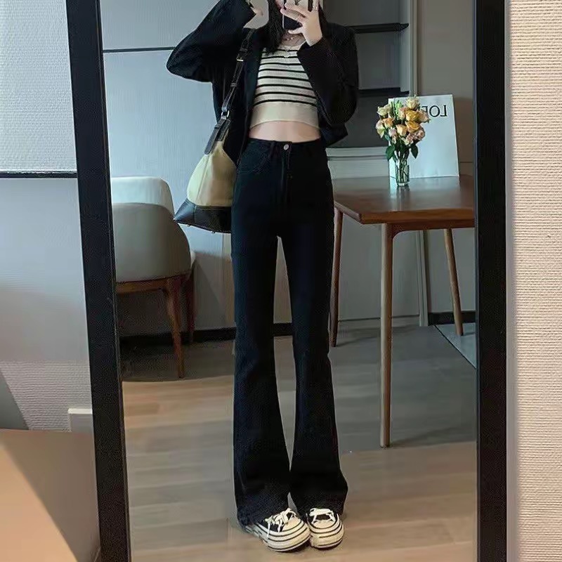 【现货现发】微喇新款牛仔裤女2025新款高腰小个子百搭修身显瘦显高