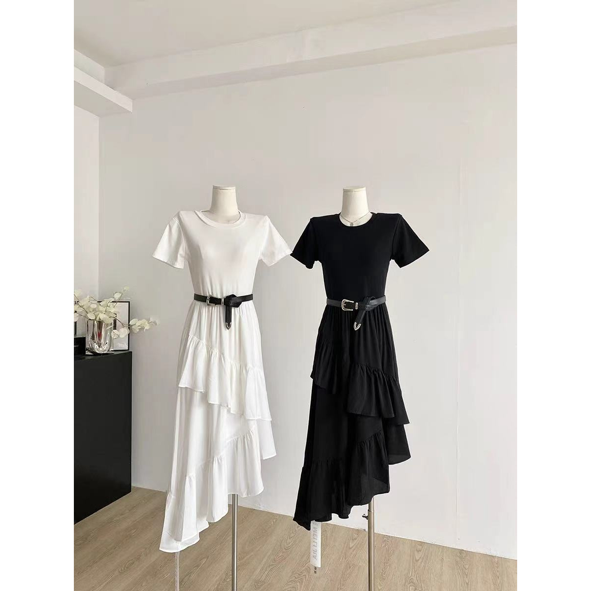 圆领正肩不规则连衣裙801413