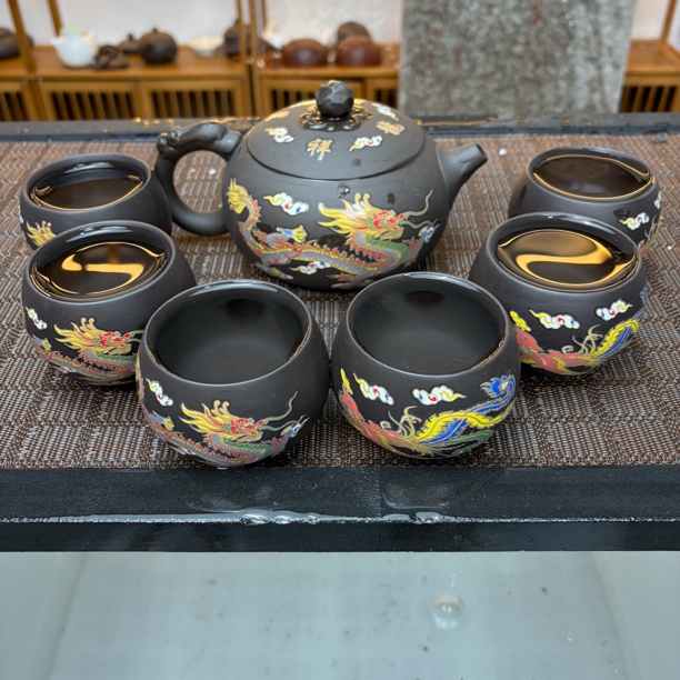 500ml大容量龙凤西施一壶六龙蛋七件套