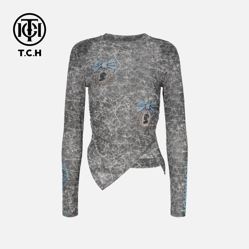 TCH私服烫钻工艺新时尚淑女百搭新潮流针织衫T75C09E5015轻奢tch