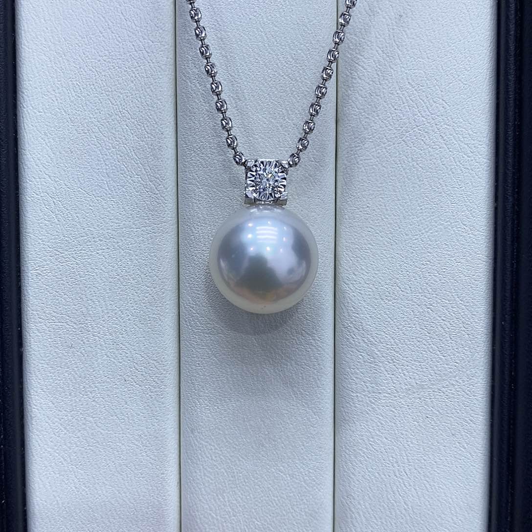 海水珍珠吊坠(不含链)18K金镶嵌夕*14到15点位