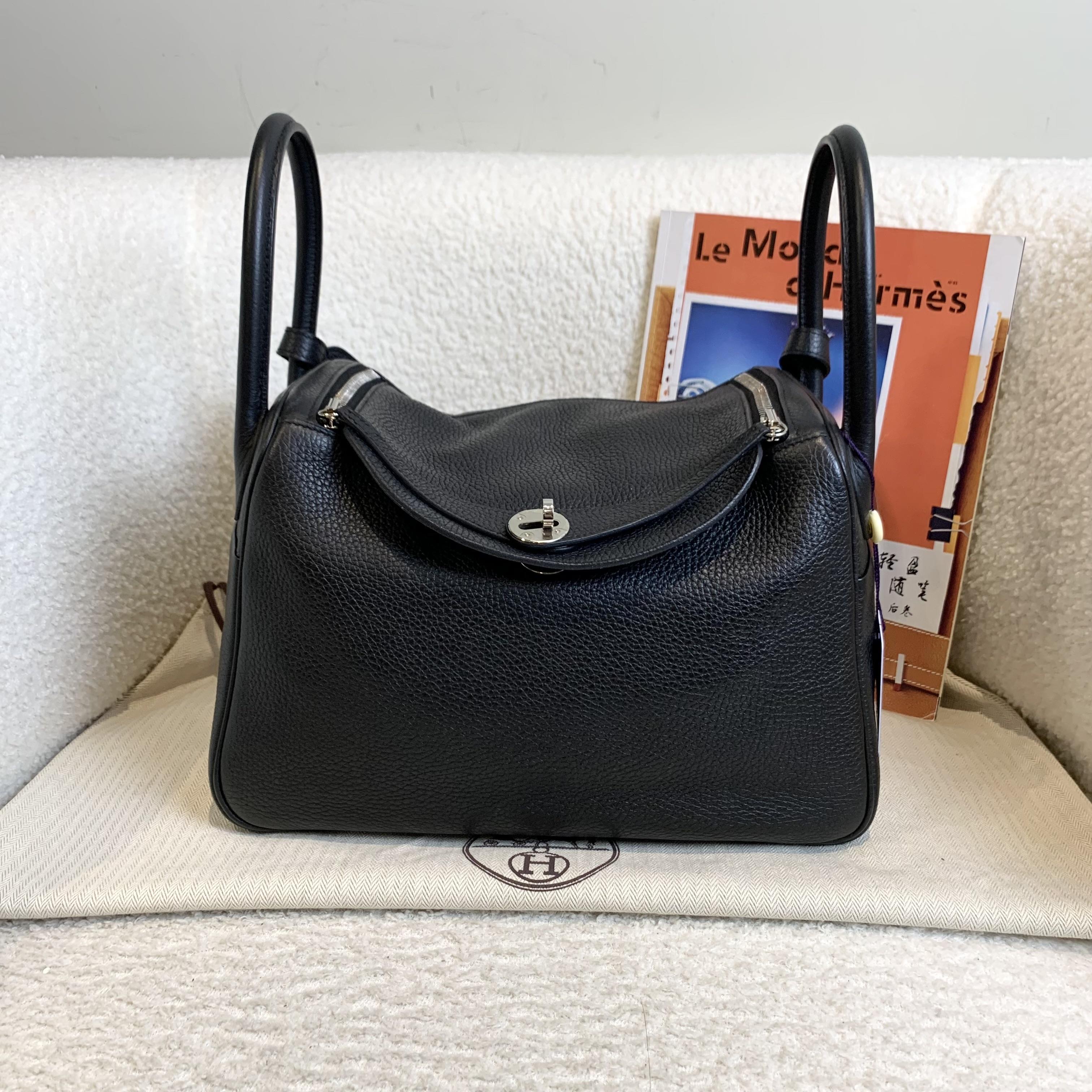 99新 Hermes/爱马仕 壹臻/黑银lindy30单肩包C刻 tc皮/50105914