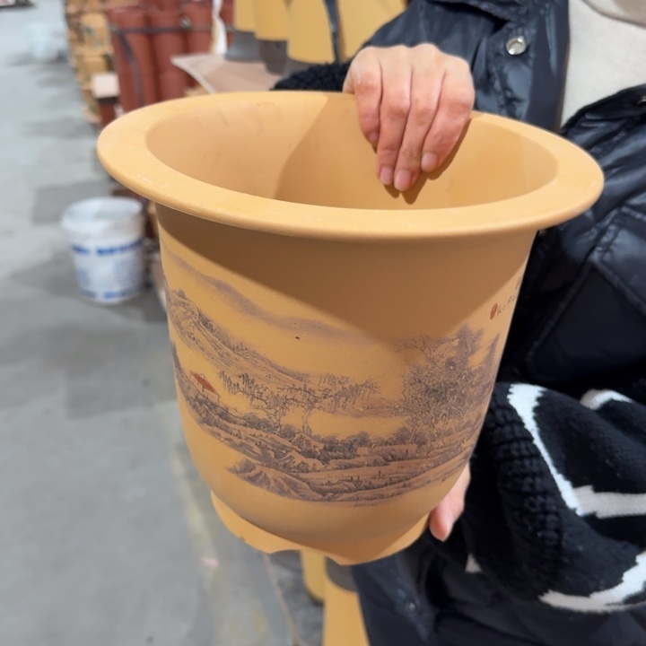 紫砂花盆高度21口径24