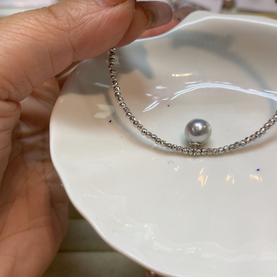 海水珍珠手链银S925镶嵌