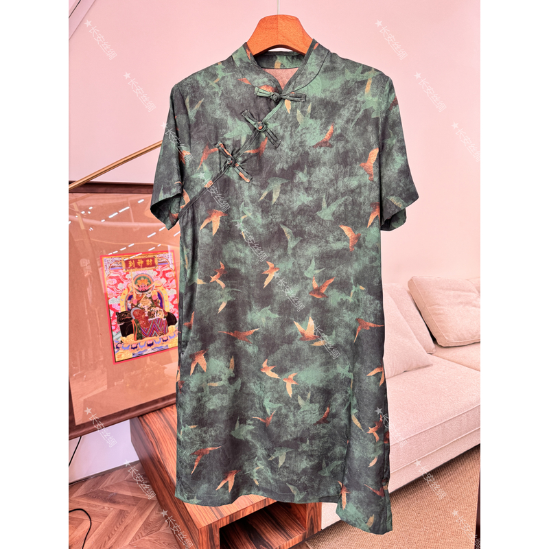 【长安】国风复古气质花萝盘扣连衣裙女FY5051803