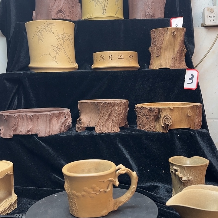 泥塑全手工制作松桩主人杯