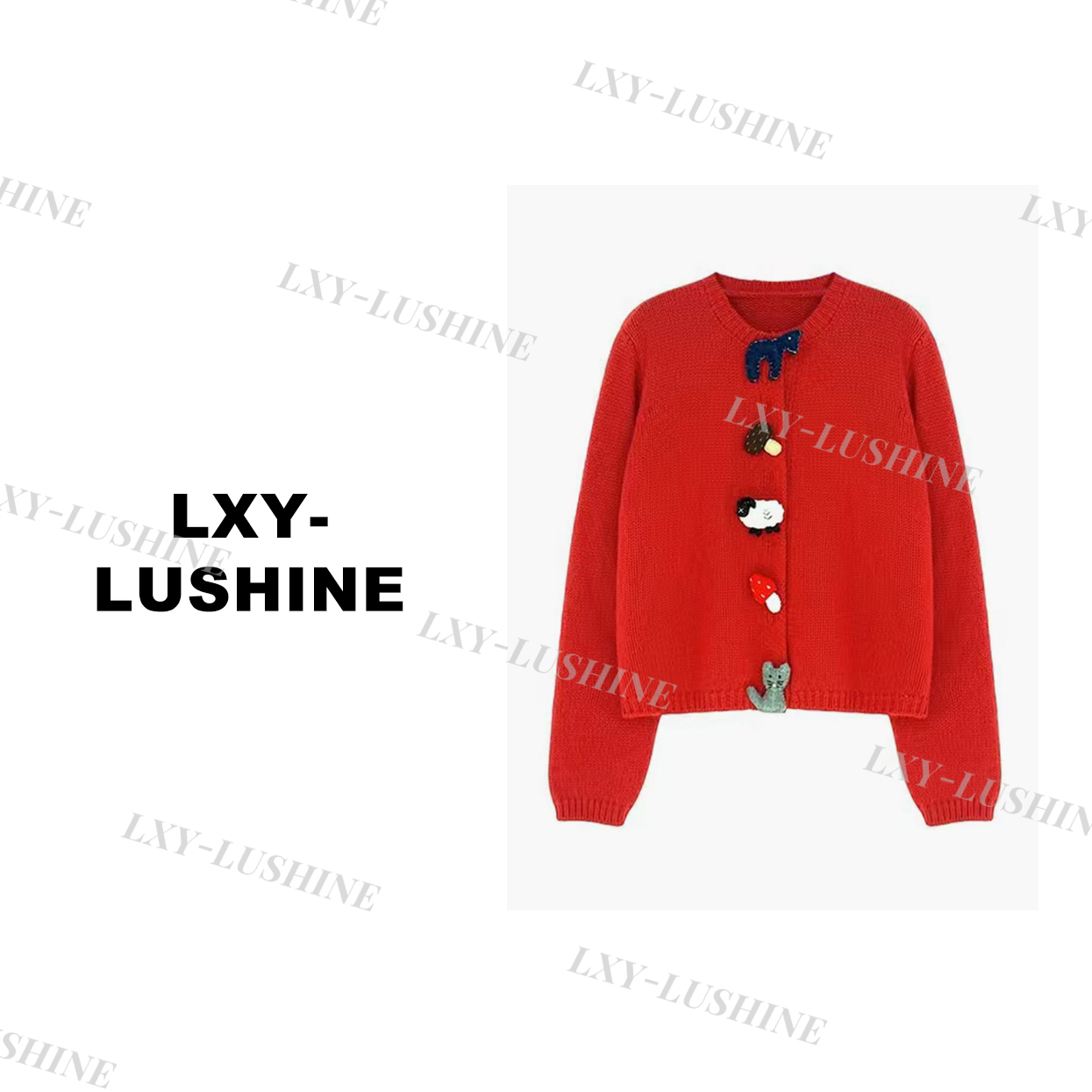 【小妖】KS5443秋冬玩偶纽扣开衫设计感软糯针织衫