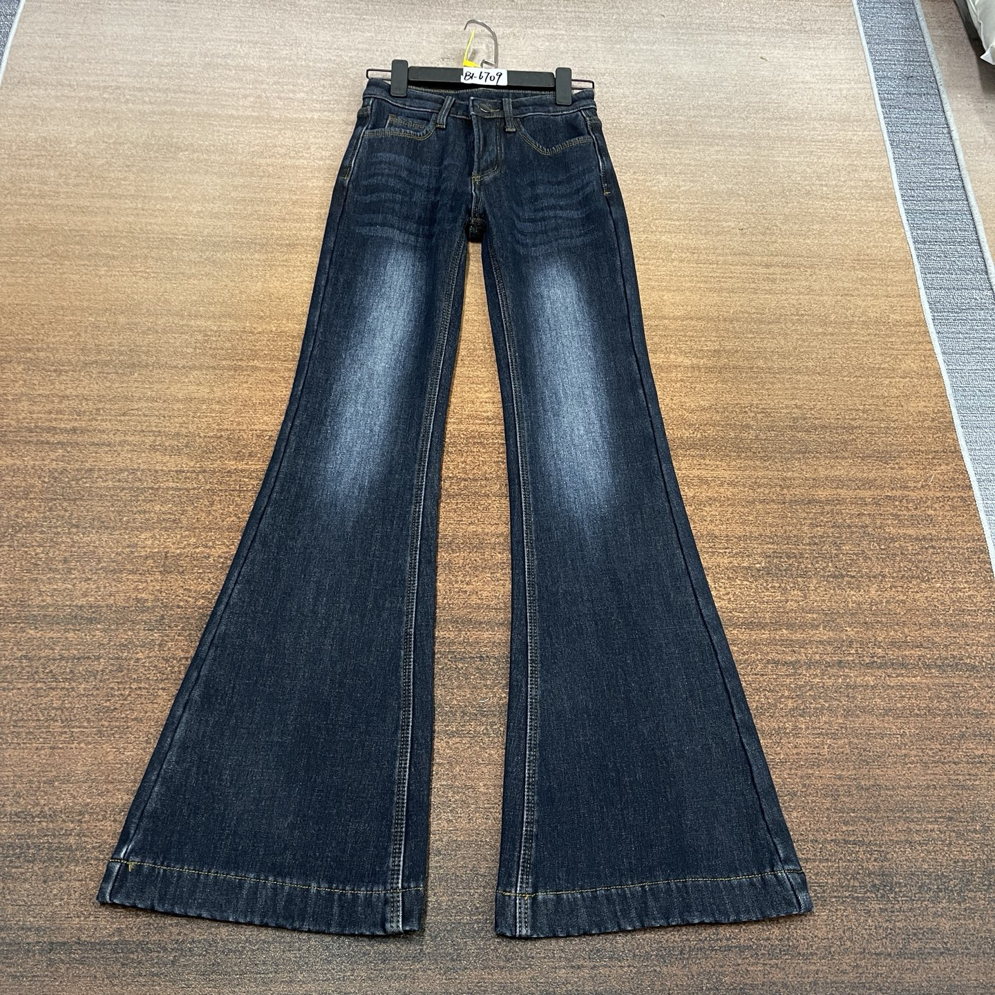 #B1-6709 加绒-厚绒 深蓝美式中腰超正宽边女神裤 高弹（不换退）