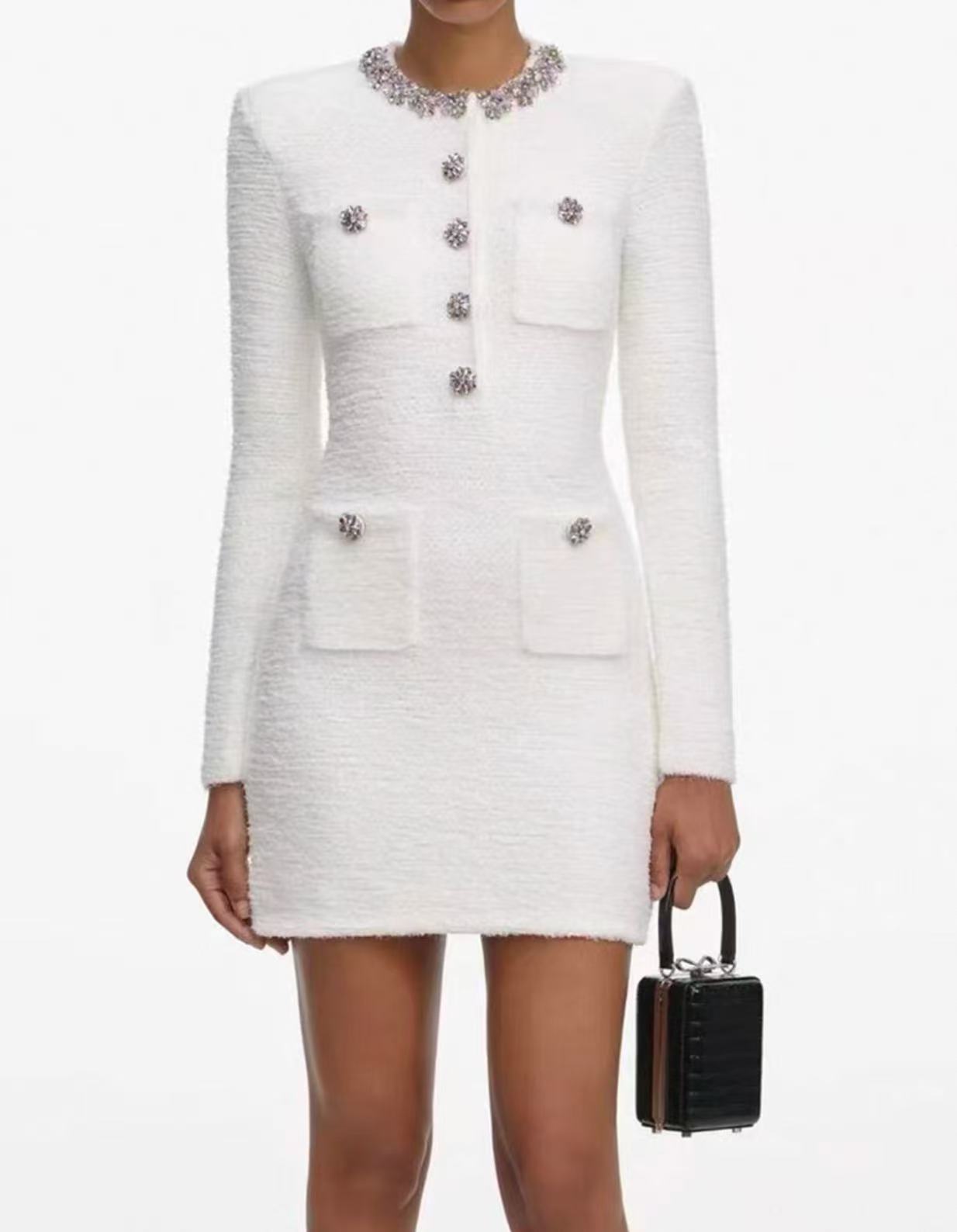 25413/25401小香风气质法式轻奢时尚名媛修身短款连衣裙