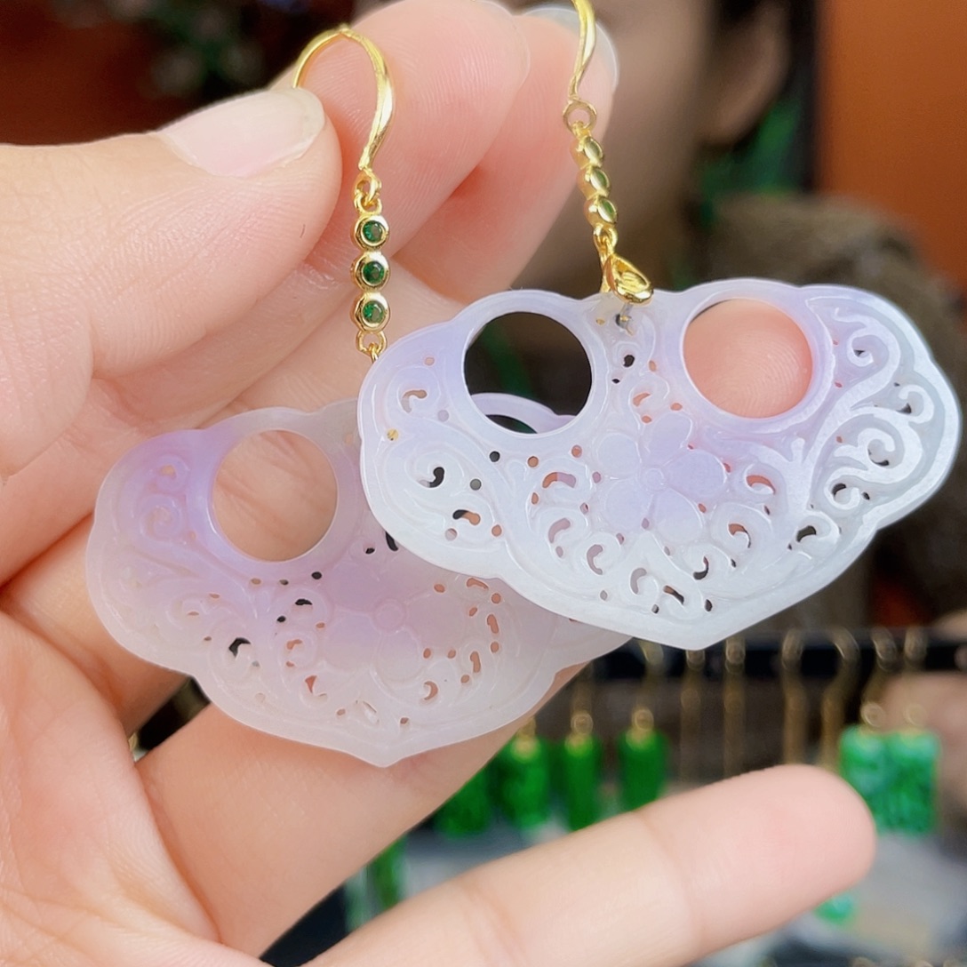 翡翠银S925镶嵌耳饰