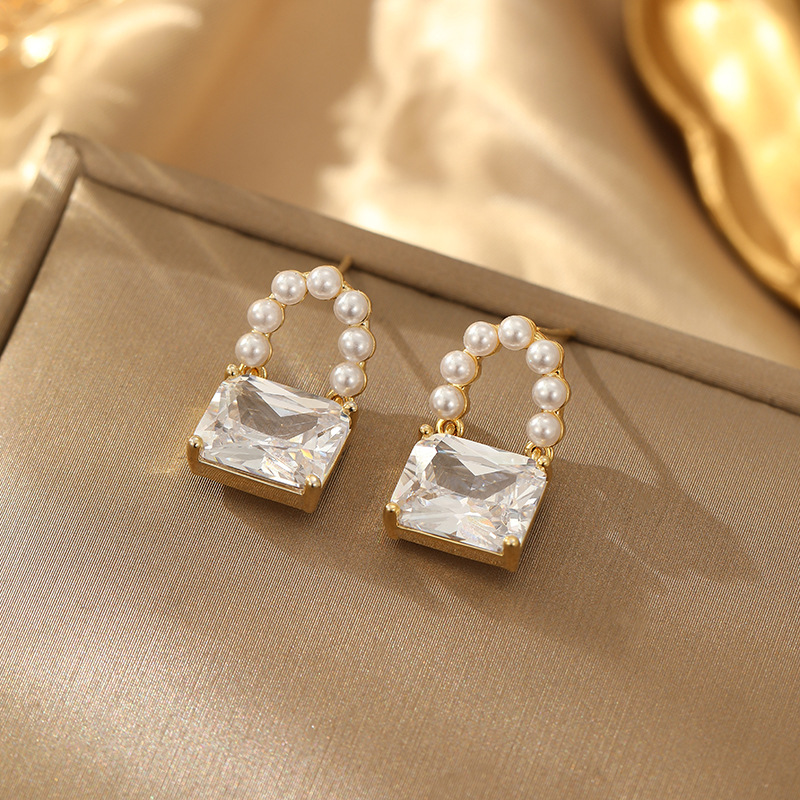 合金耳饰 254号手提包耳钉女轻奢简约小众风耳环个性时尚新中式