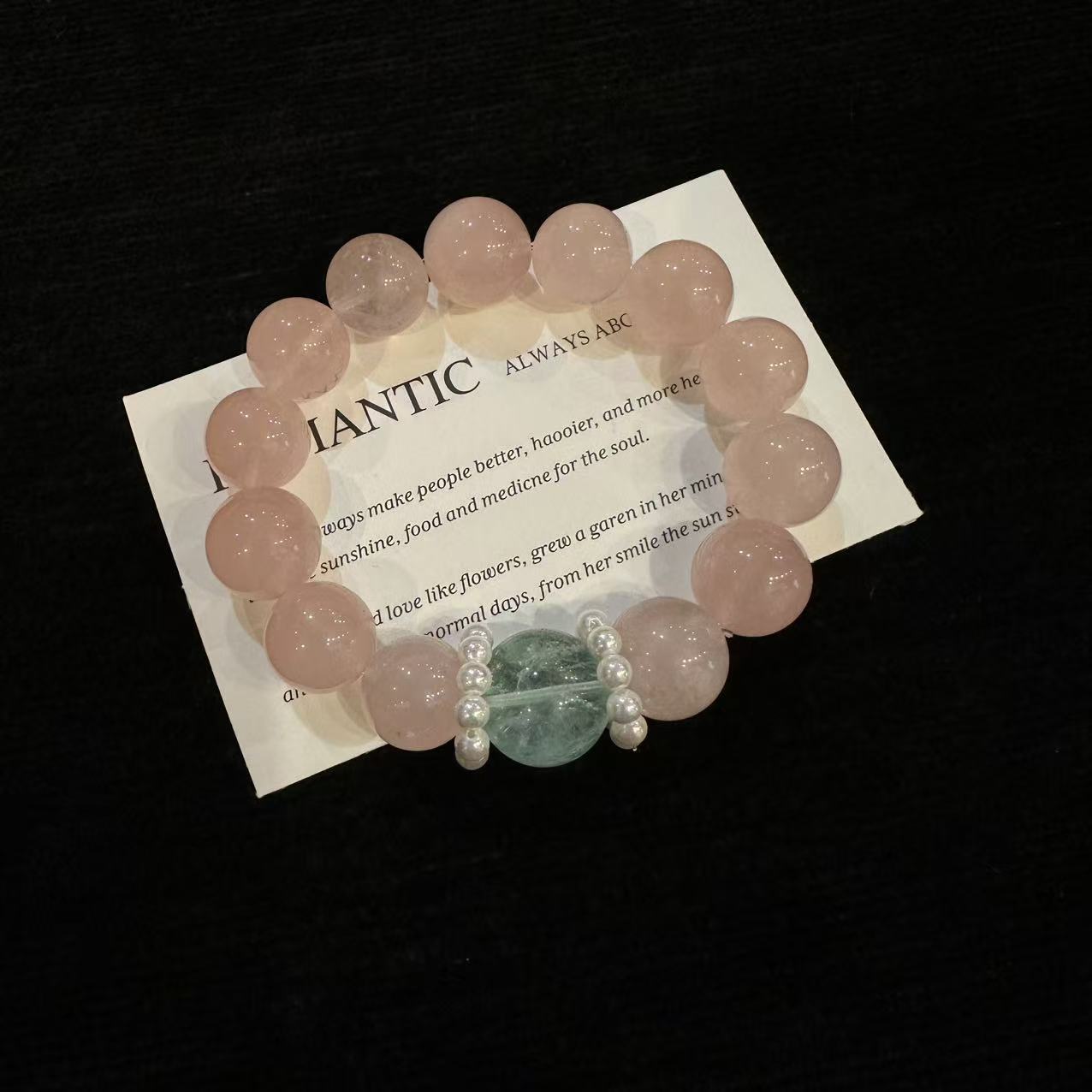 YIMI粉黛公主 天然水晶 14-16mm粉水晶手链x3504 多样性发货