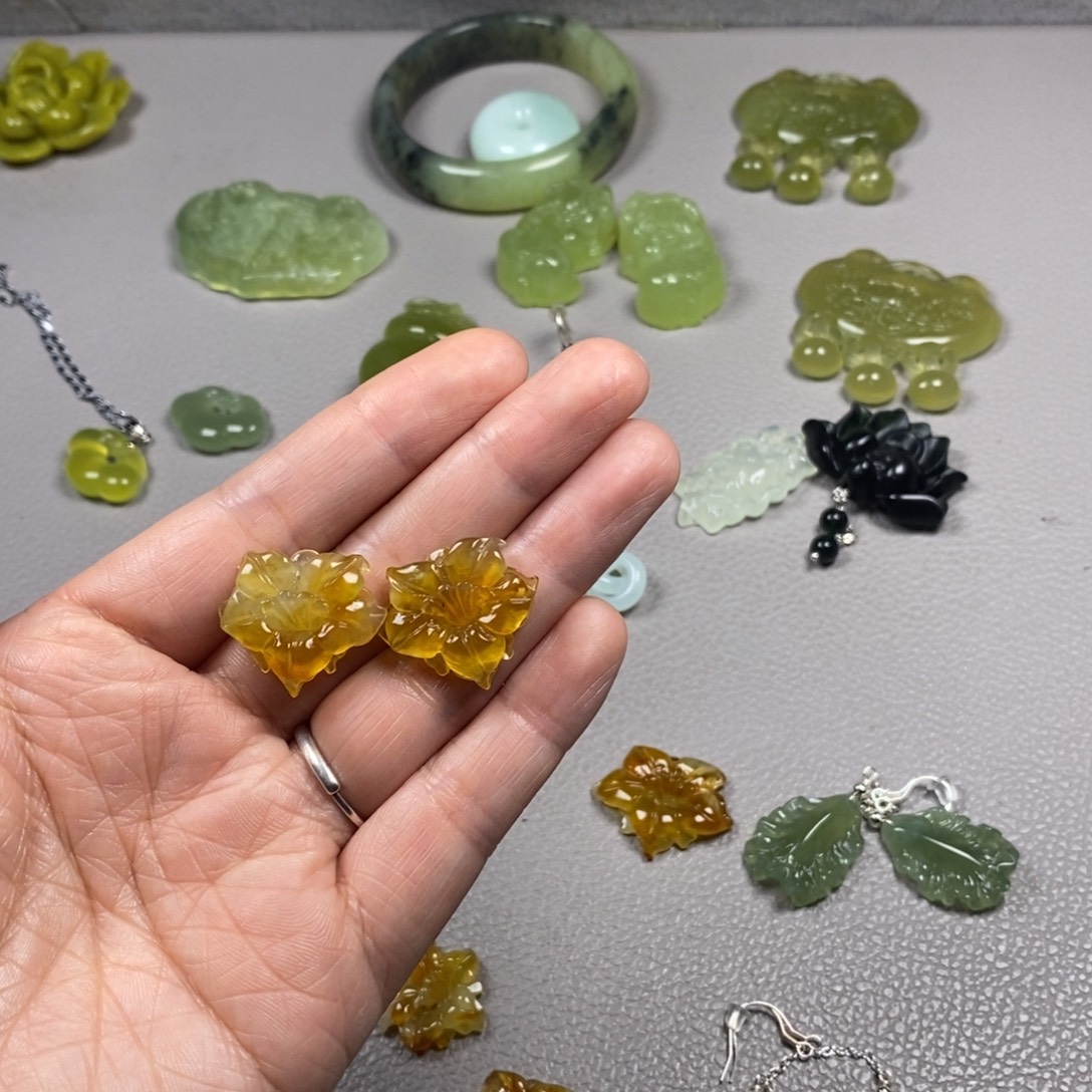 蛇纹石玉未镶嵌挂件耳饰耳环项链