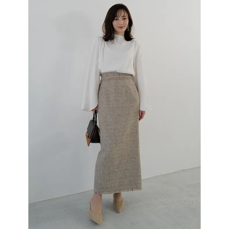 【Montendre】 尾州产 A 重工粗花呢气质百搭时尚高腰半身裙