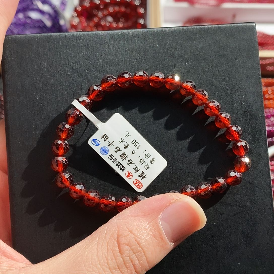 石榴石手链未镶嵌6mm精品特价