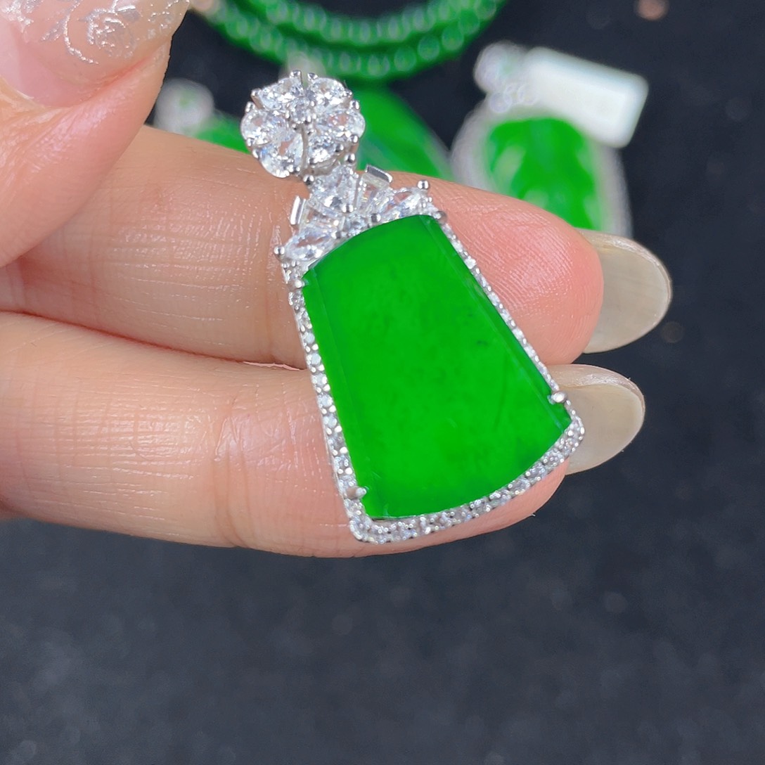 翡翠吊坠(不含链)银S925镶嵌