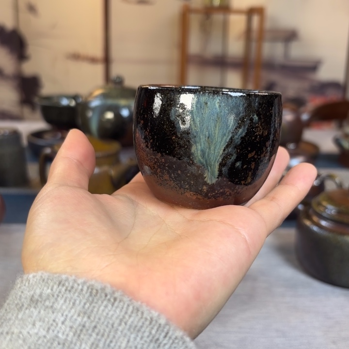 壶涛*哥柴烧紫砂紫泥杯