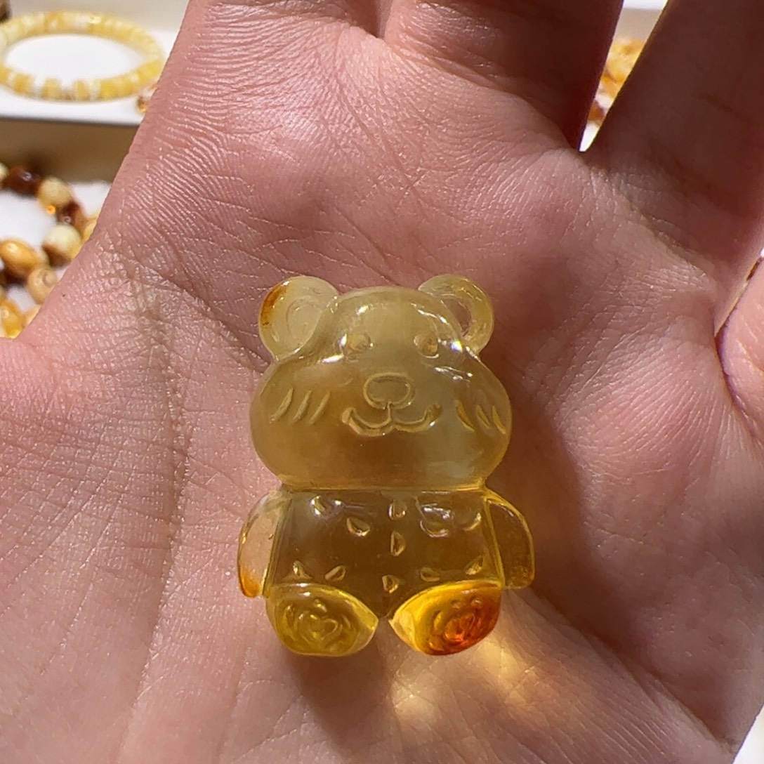 琥珀未镶嵌珠宝奇石金珀小熊