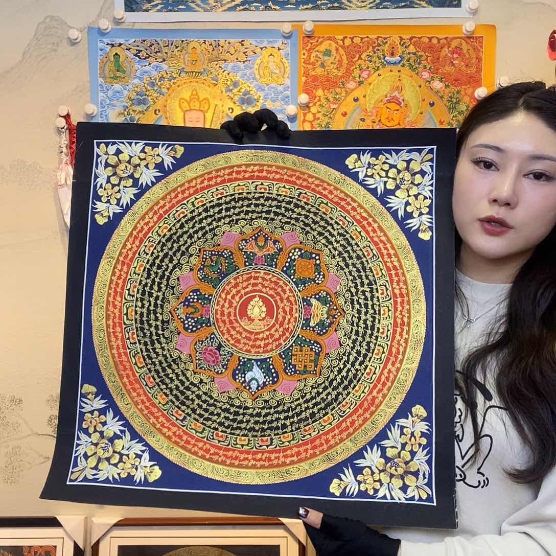 卷轴画纯手绘六字真言唐卡50尺寸