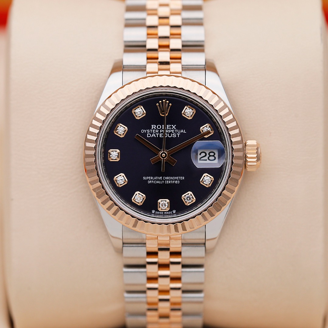 99新 Rolex/劳力士 日志279171间玫瑰金紫盘原钻28mm自动机械女表