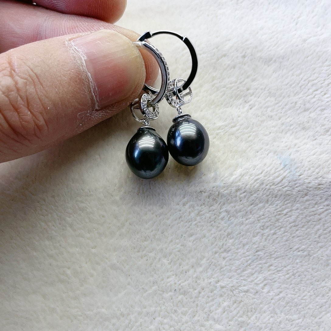 海水珍珠耳饰银S925镶嵌