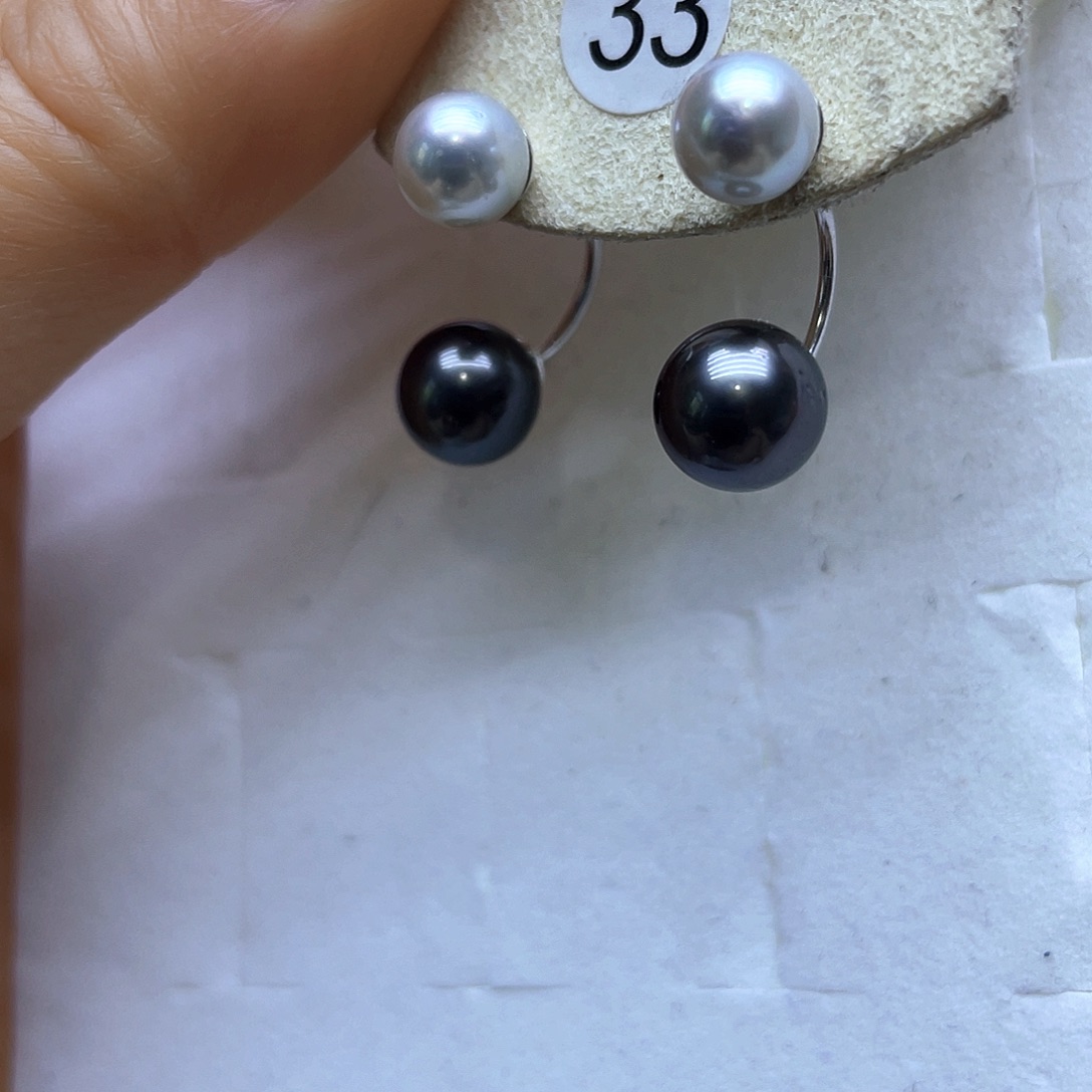 海水珍珠耳饰银S925镶嵌