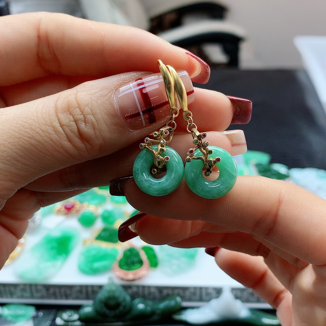 【闪购商品】翡翠耳饰银S925镶嵌，