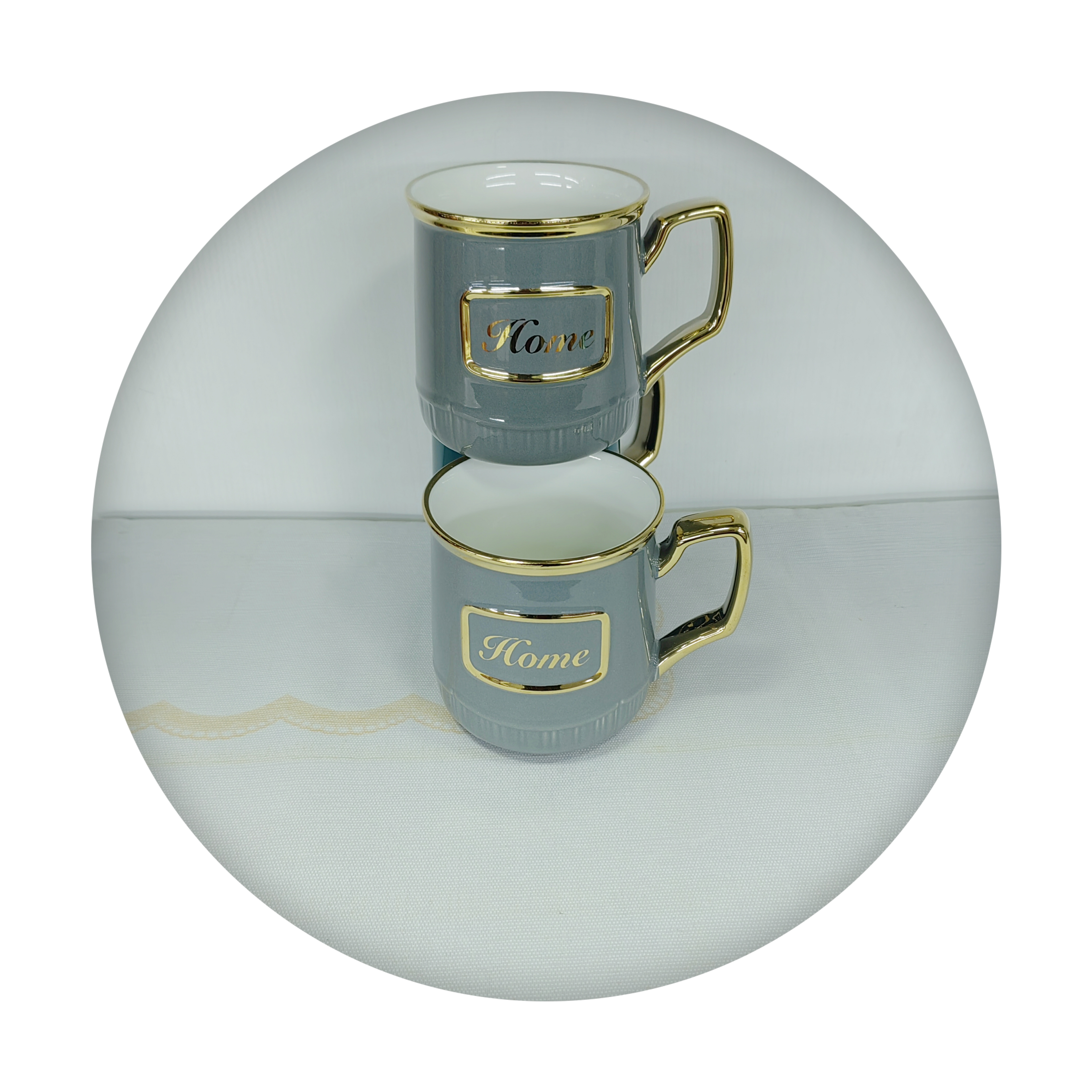 马克杯家用办公室咖啡杯灰色两个