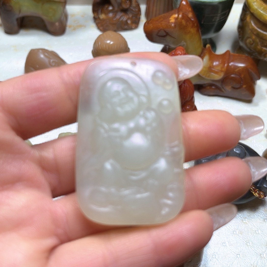 白玉菩提吊坠白玉菩萨吊坠