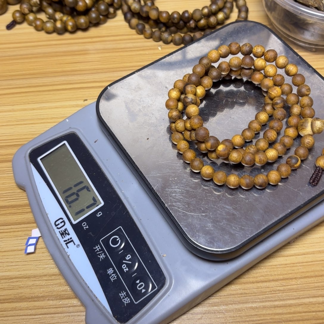 离***挽木奇楠原材料圆花珠16.6克卡7