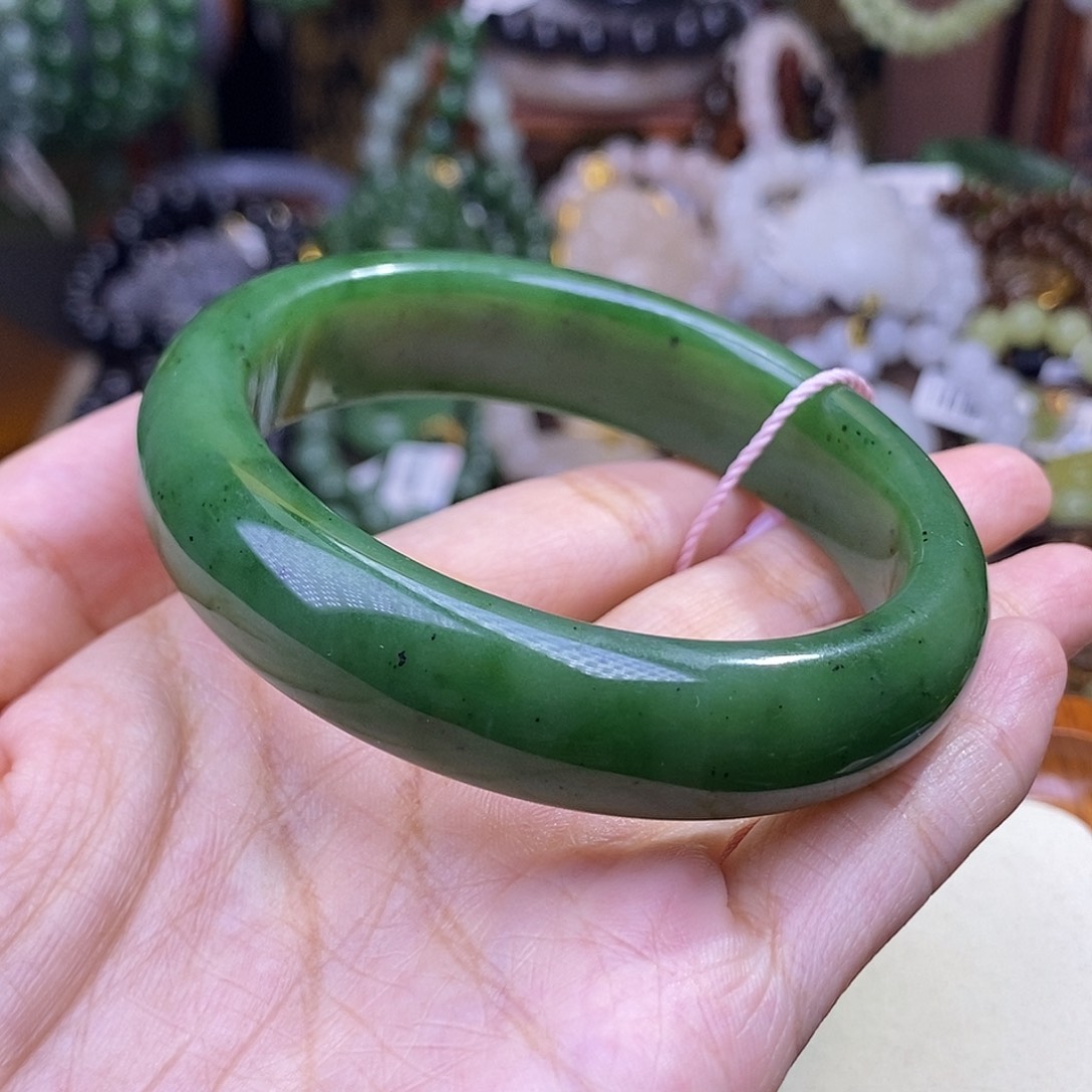 手链未镶嵌和田玉57.6孤品碧玉老矿料阳绿轮胎手镯