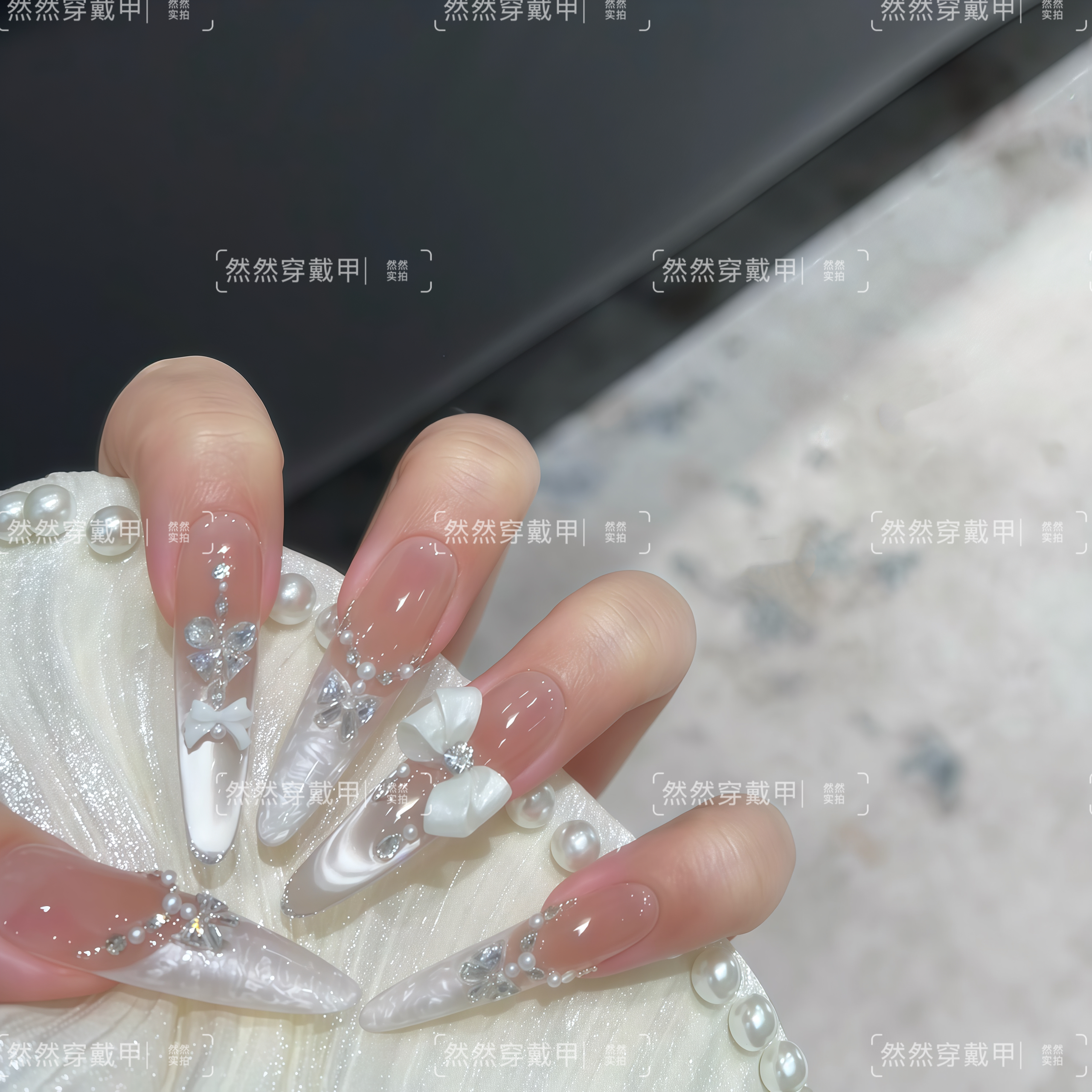 【白色恋人】婚甲纯手工穿戴甲原创设计精致显白高级重复佩戴美甲