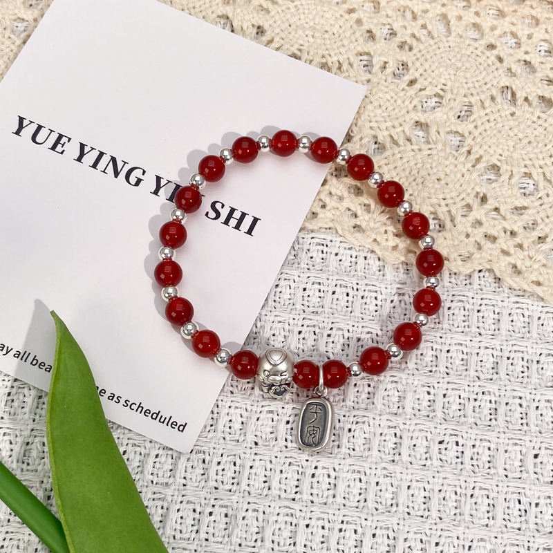 足银手链 YUEYIN足银手链纯银999福字蛇宝送闺蜜本命年手链